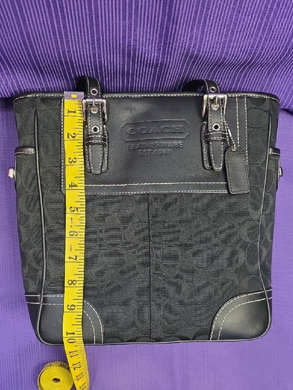 Coach Black Signature Canvas and Leather Tote - Picture 9 of 15